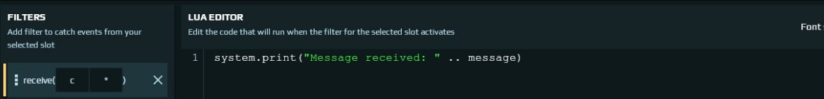 Lua editor receiver screenshot